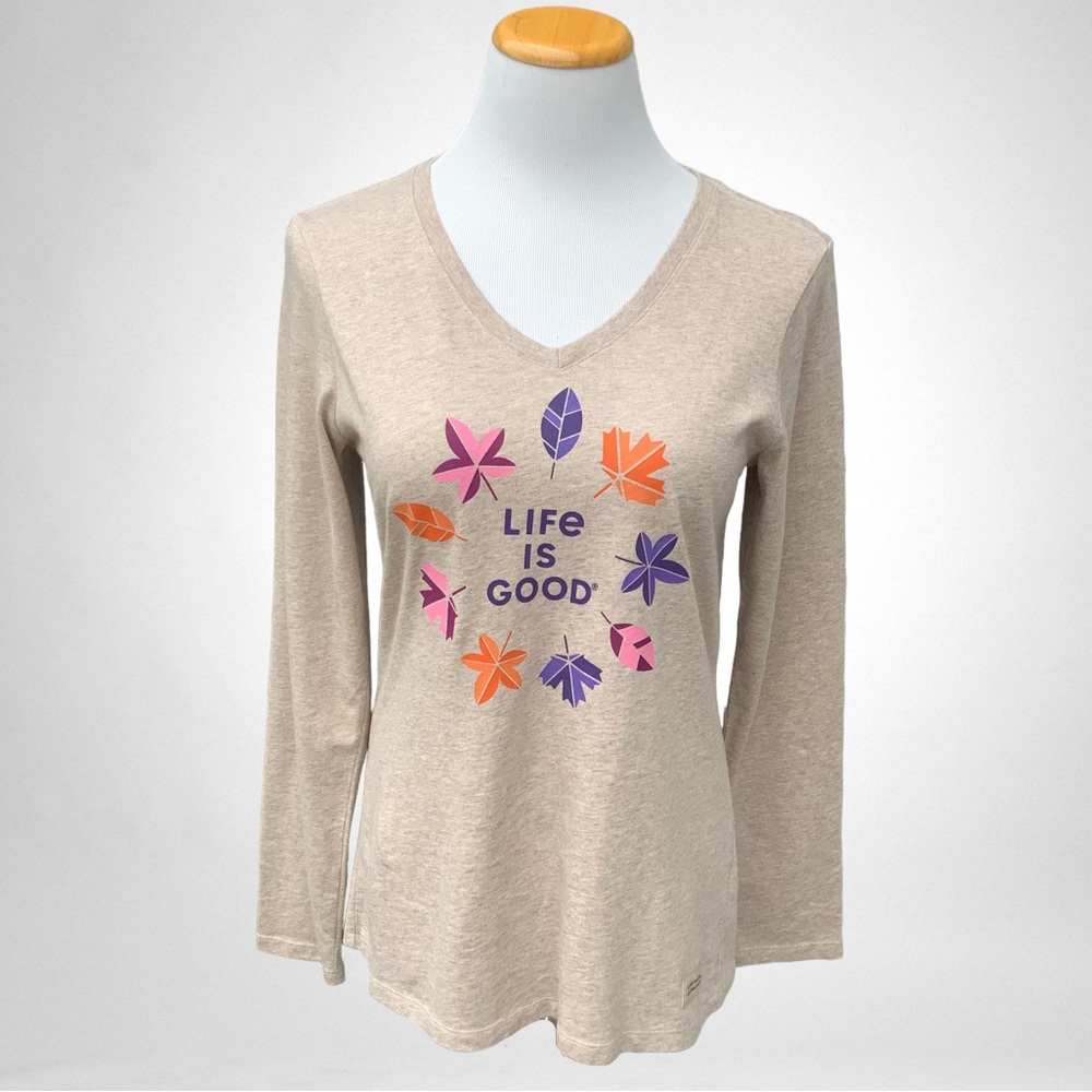 NWOT Life is Good Fall Leaves Long-Sleeve Crusher T-Shirt